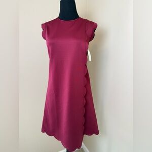 TED BAKER JASMINT SCALLOP OVERLAY MAROON DRESS size 0 NWOT $279